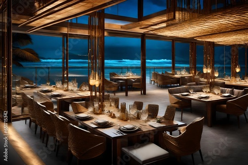 Luxury dinner beach view. 3d rendering  © Ahtesham