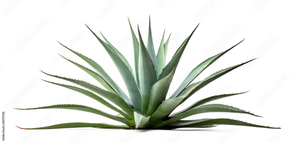 Agave bush, png file of isolated cutout object with shadow on transparent background.