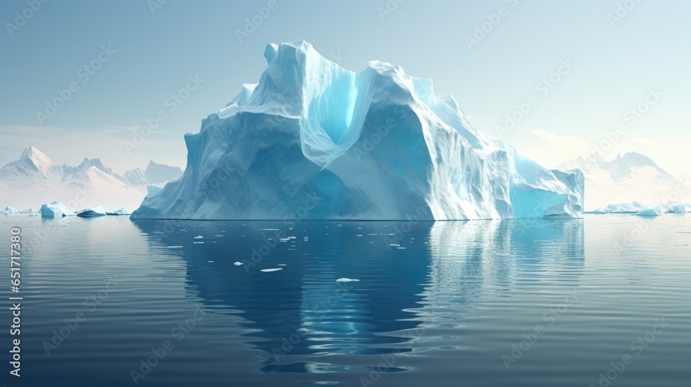 Beautiful arctic nature landscape with iceberg floating in the ocean. Tip of the iceberg
