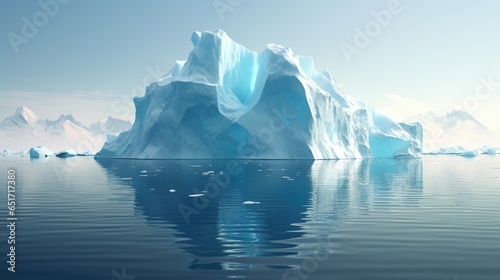 Beautiful arctic nature landscape with iceberg floating in the ocean. Tip of the iceberg