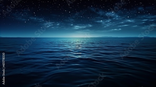 Night Sky Stars Ocean Seascape Gentle Rippling Waves Landscape Illustration © JPDC