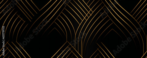 art deco style golden lined pattern seamless background