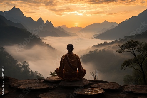 Meditation at Dawn - Himalayan Serenity - Spiritual Pilgrimage - Generative AI