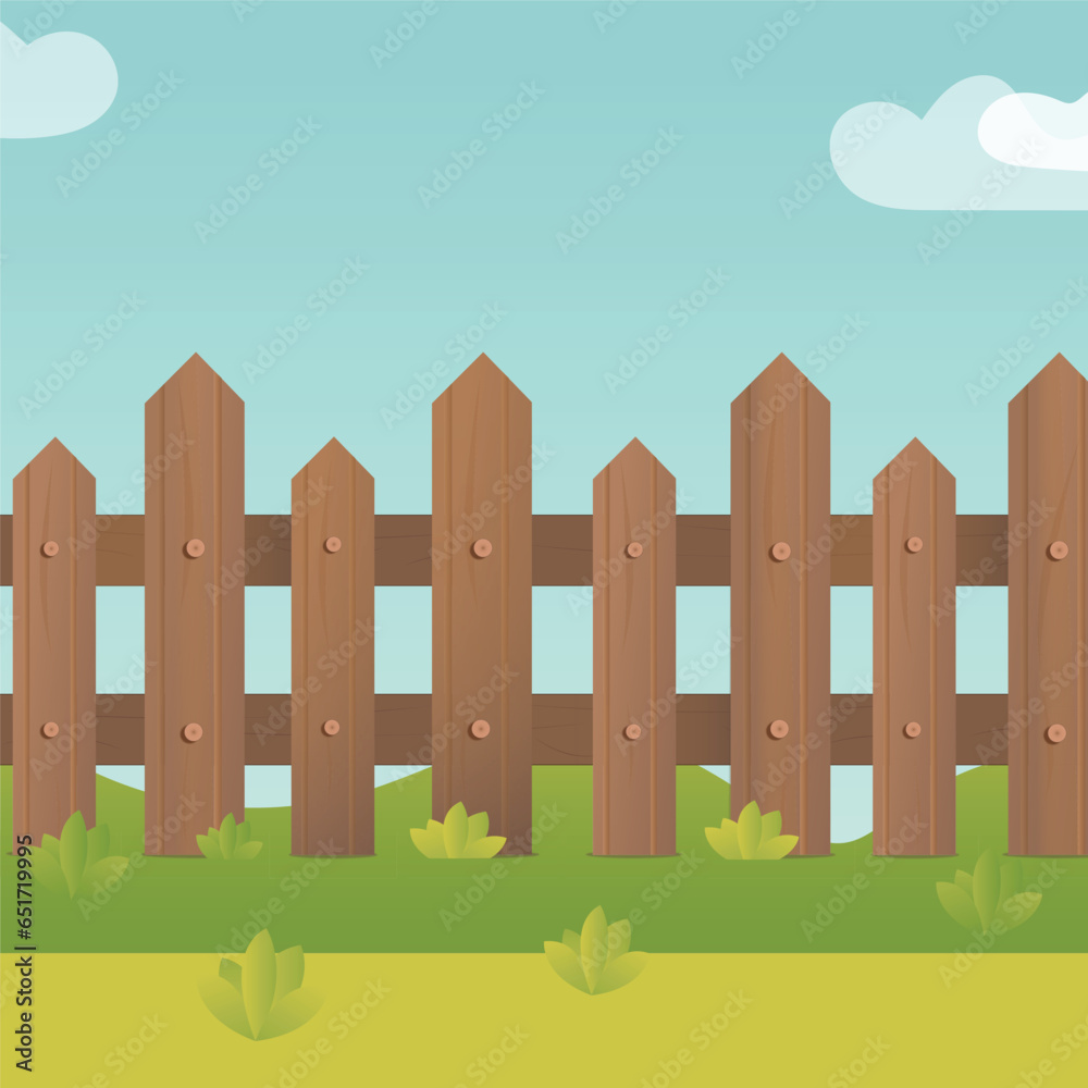 Fototapeta premium Simple cartoon fence illustration