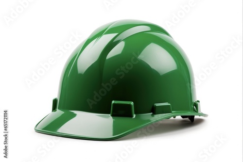 Solid Green Hard Hat for Technicians and Engineers. Isolated on White with Clipping Path for Easy Removal and Showcase of Protective Clothing