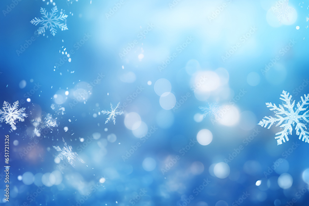 Winter background. Holiday glowing backdrop. Defocused background with blinking stars. Blurred bokeh