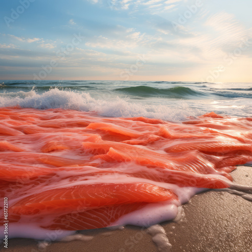 Salmon shore, surreal food photo