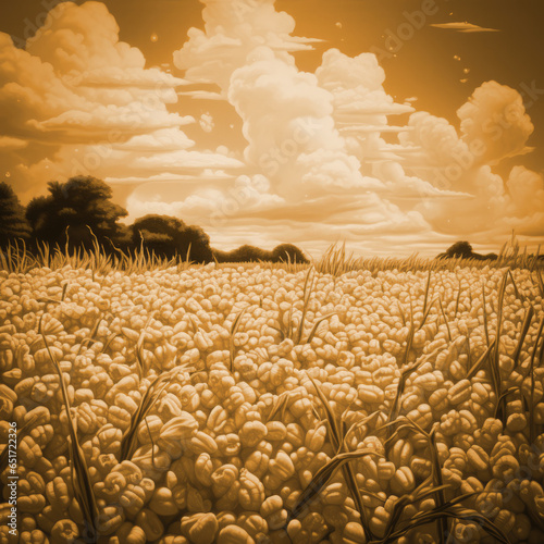 Pop-corn field, surreal food photo