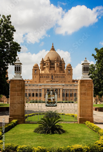 Entrance to the historic Umaid Bhawan Palace, Jodhpur Rajasthan India