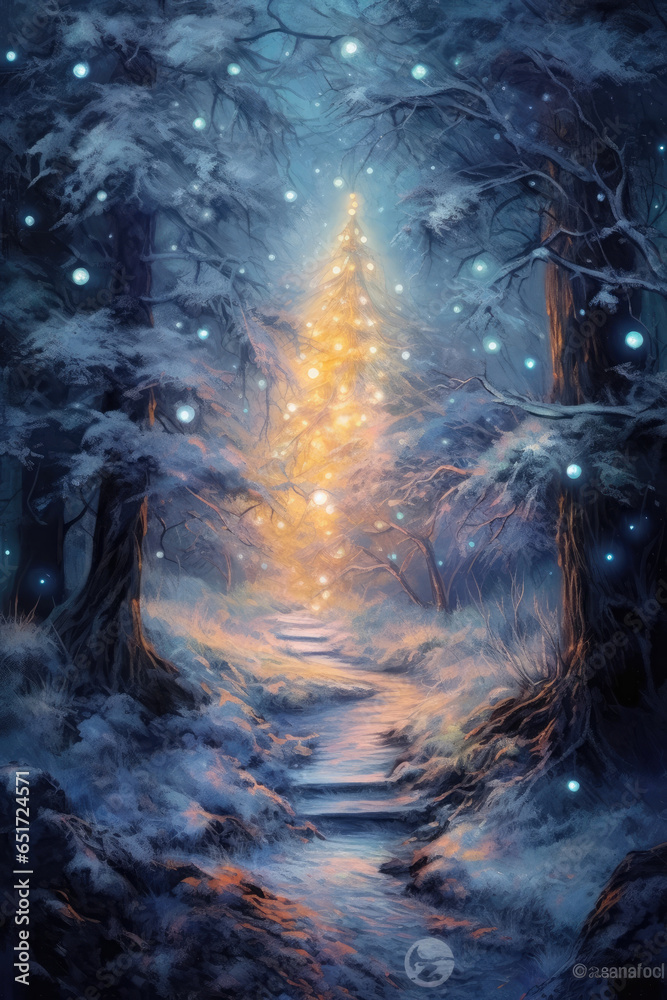 Fototapeta premium Sparkling Christmas Tree Decorations for a Joyful Celebration, AI Generated