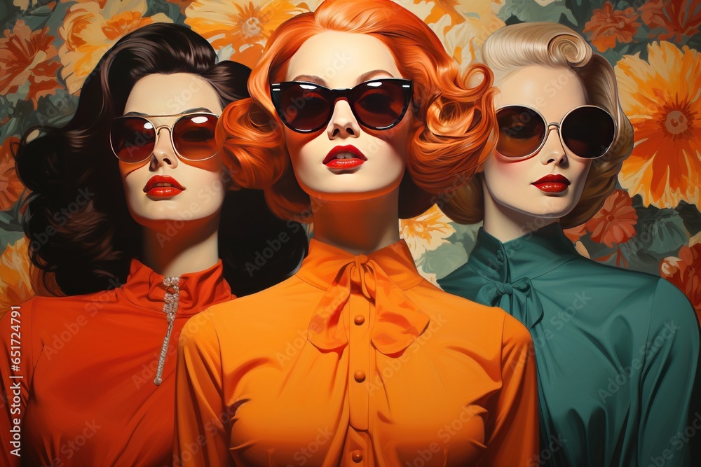 illustration of an oil painting on popart canvas of several wealthy empowered women illustration of an oil painting on popart canvas of several wealthy empowered women