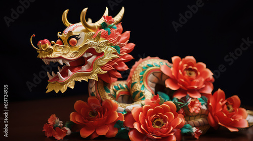 Chinese dragon sculpture in the chinese temple China © Natalia