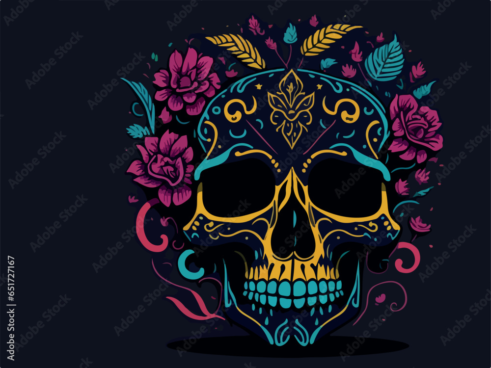 Sugar skull vector illustration generated by AI Sugar skull vector illustration generated by AI