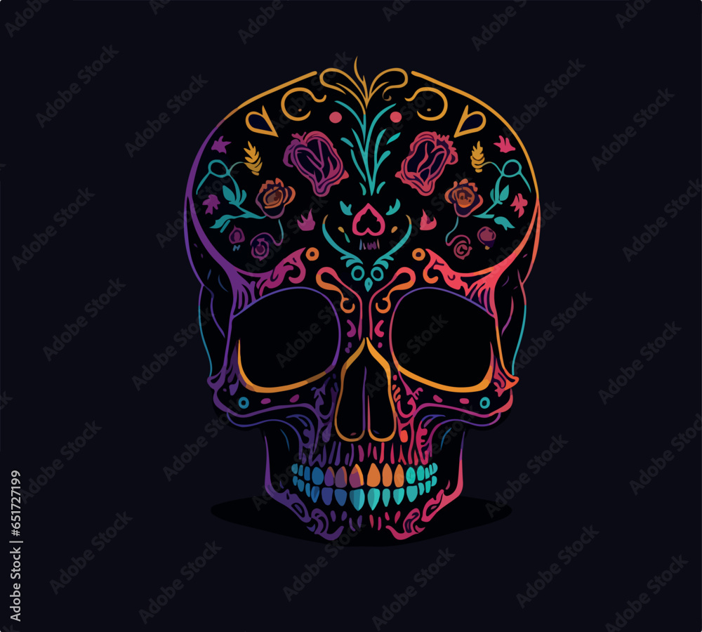 Sugar skull vector illustration generated by AI 