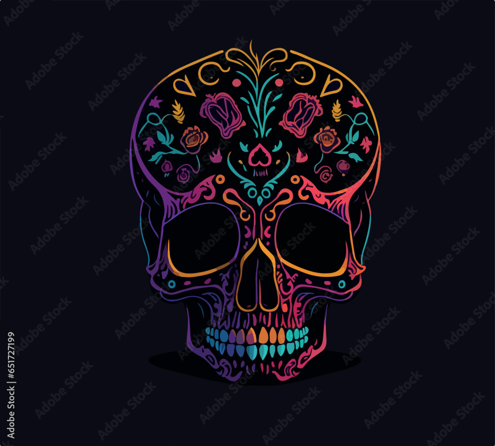 Sugar skull vector illustration generated by AI Sugar skull vector illustration generated by AI