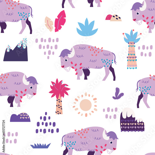 buffalo seamless pattern