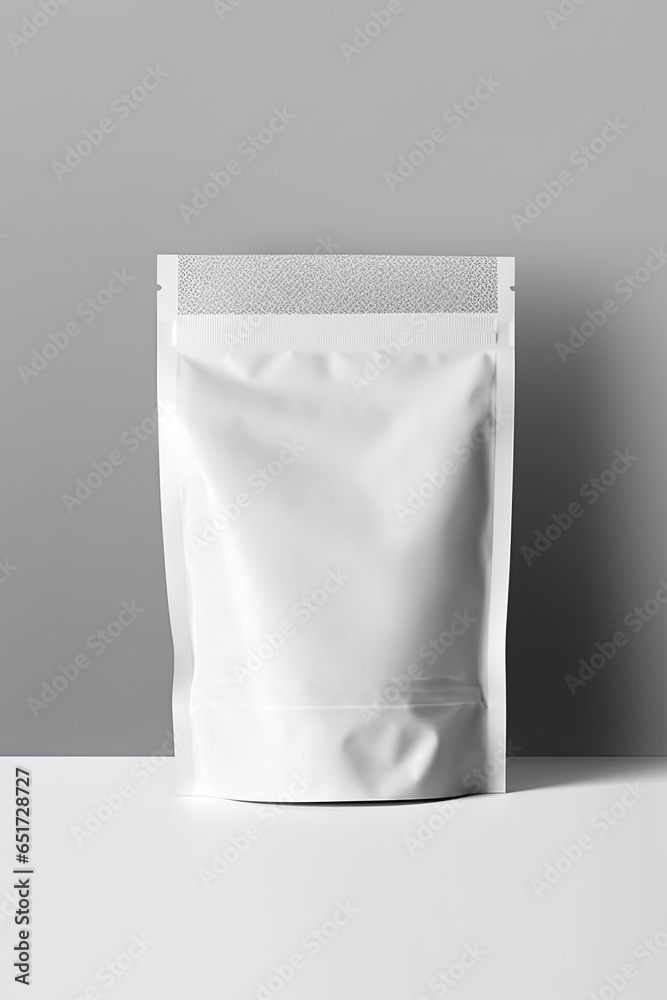 Packaging Bag Mockup White with shades on white Bg, AI Generated Packaging Bag Mockup White with shades on white Bg, AI Generated