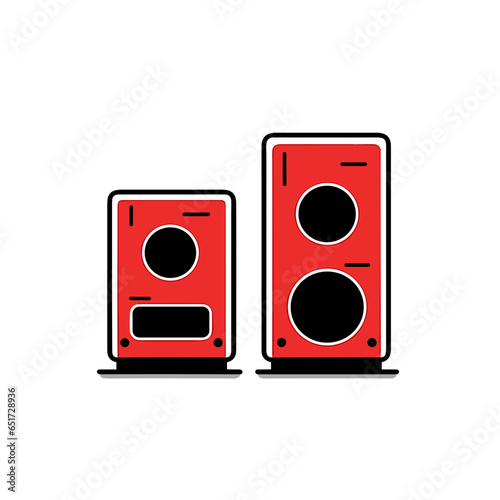 Studio Monitors vector icon in minimalistic, black and red line work, japan web