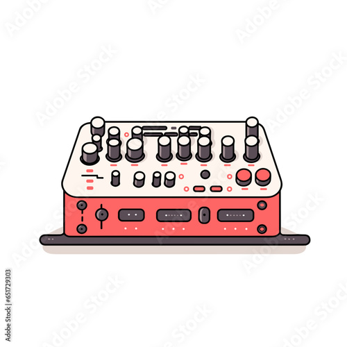 Sound Mixer vector icon in minimalistic, black and red line work, japan web