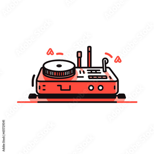 Mixing Board vector icon in minimalistic, black and red line work, japan web