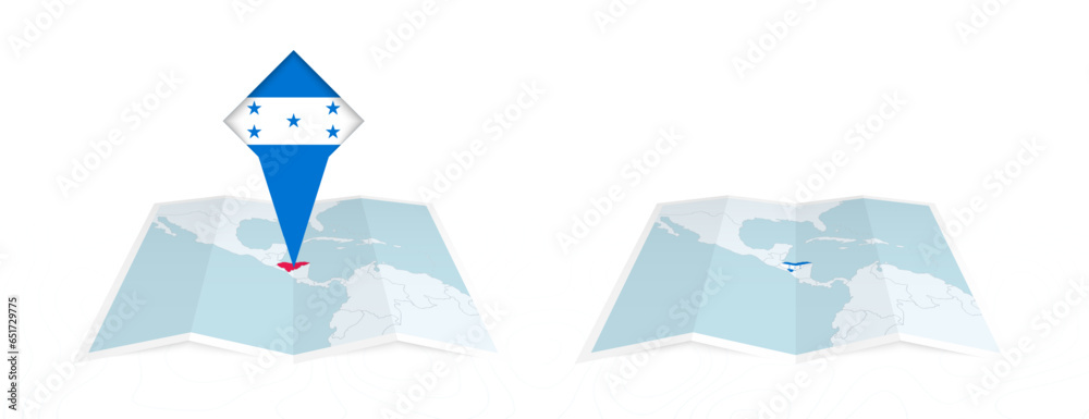 Two Versions Of An Honduras Folded Map One With A Pinned Country Flag   1000 F 651729775 BiKRPk0hqZl2iTgqHjYfokc6jh8ugxzS 