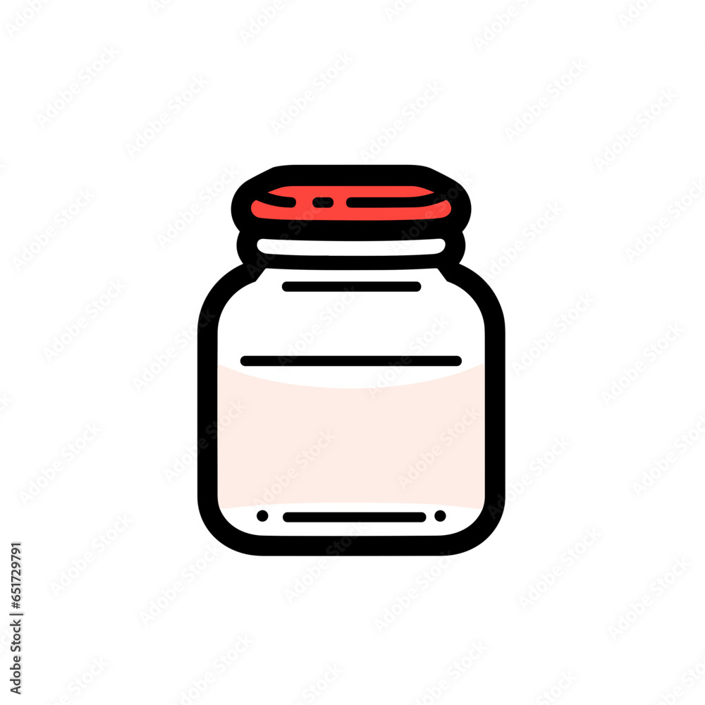 Tartar Sauce Jar vector icon in minimalistic, black and red line work, japan web Tartar Sauce Jar vector icon in minimalistic, black and red line work, japan web