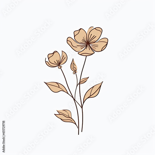 Minimalist flower line art on white background, AI Generated