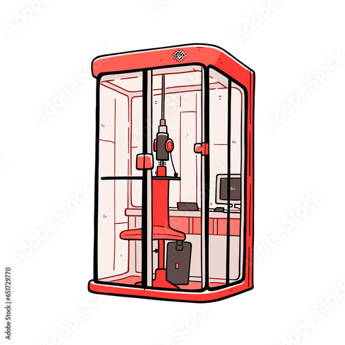 Recording Booth vector icon in minimalistic, black and red line work, japan web