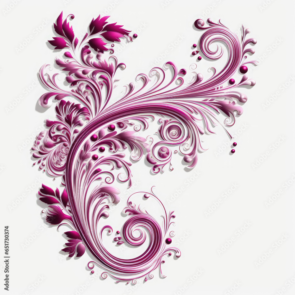Magenta elaborate filigree corner borders white Background, AI Generated Magenta elaborate filigree corner borders white Background, AI Generated