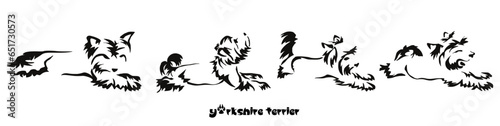 Logo of a small dog breed Yorkshire terrier. Proudly sitting dog. Animal Gestalt Design