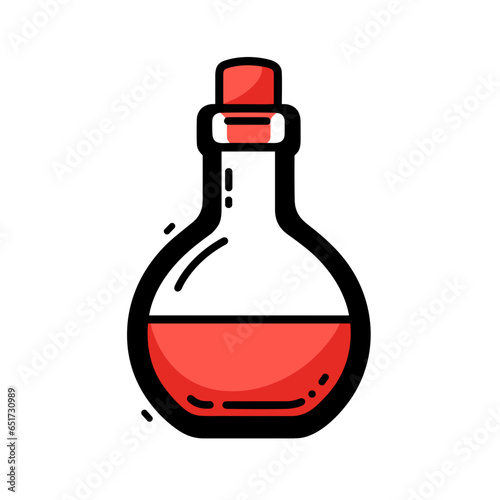 Vinegar bottle vector icon in minimalistic, black and red line work, japan web