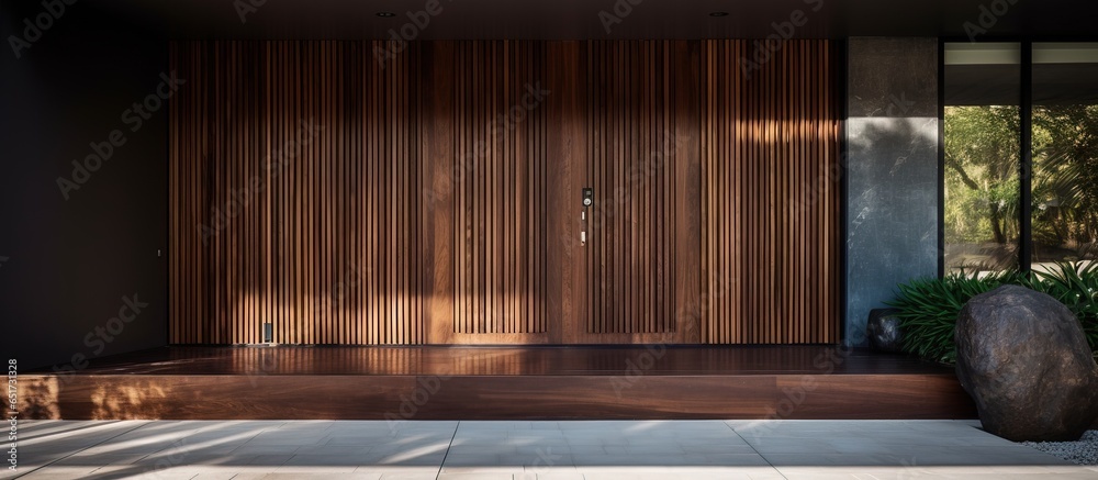 Entryway made of wood in a high end home Entryway made of wood in a high end home