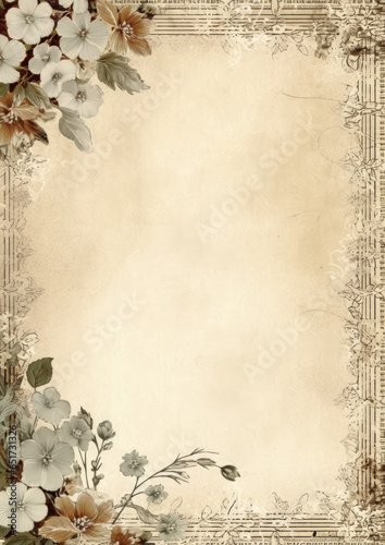Lace embroidery vintage border background with flowers  Generative AI