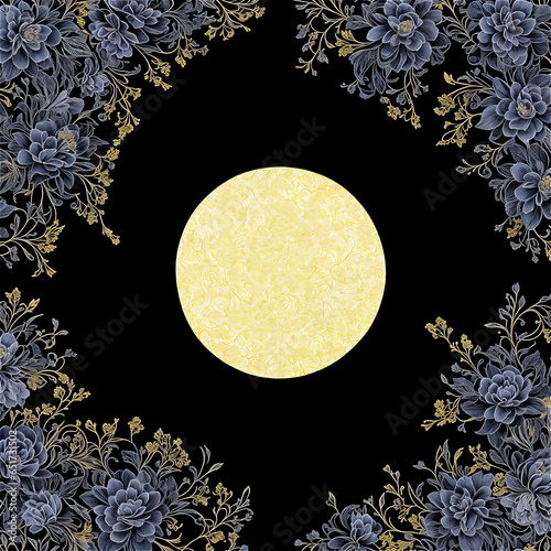 満月と青い植物　ジェネレーティブ AI