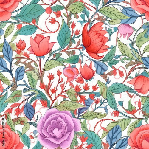Intricate rose vine pattern with_geometric accent seamless pattern  AI Generated