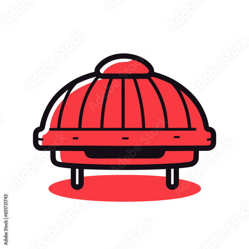 Grill Cover vector icon in minimalistic, black and red line work, japan web