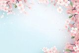 Blue background with sakura with space for text.