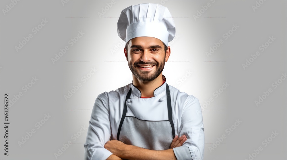 Photo of a man in a chef's hat and apron Photo of a man in a chef's hat and apron