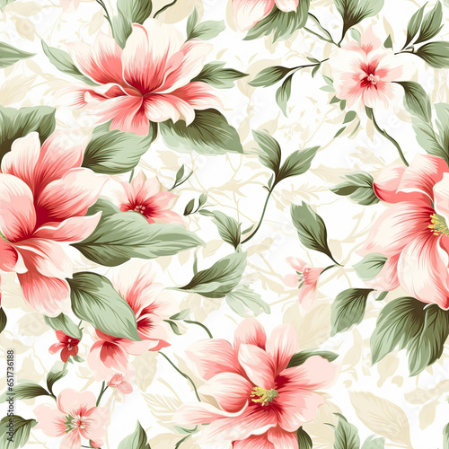 Vintage flower pattern, white background AI Generated
