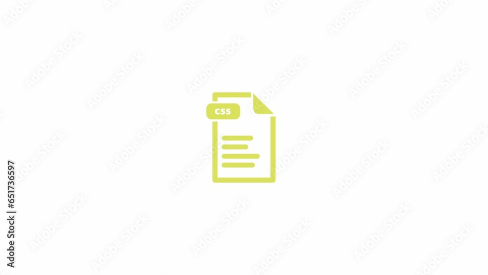 Animation of a CSS file symbol on white background. Motion graphic of a ...