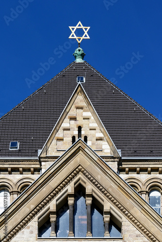 roof with star of david of the cologne synagogue at rathenauplatz photo