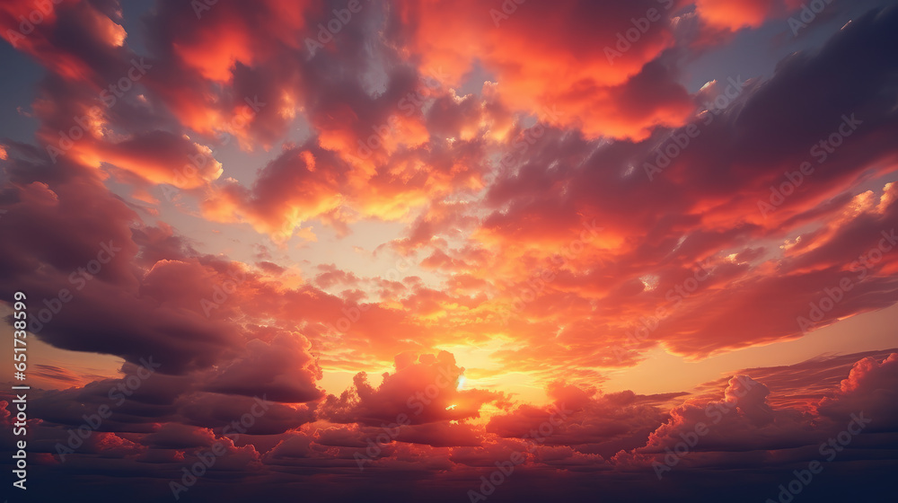 Obraz premium Beautiful red sunset covers the sky