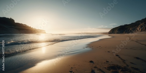 Beautiful coastline at sunset, AI generated