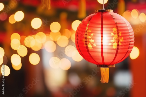 Festive hanging red lanterns, Chinese festival