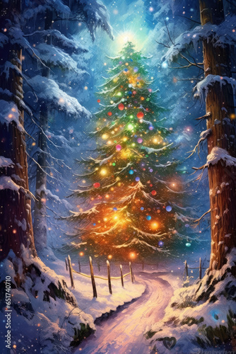 Sparkling Christmas Tree Decorations for a Joyful Celebration, AI Generated © MSHAHID