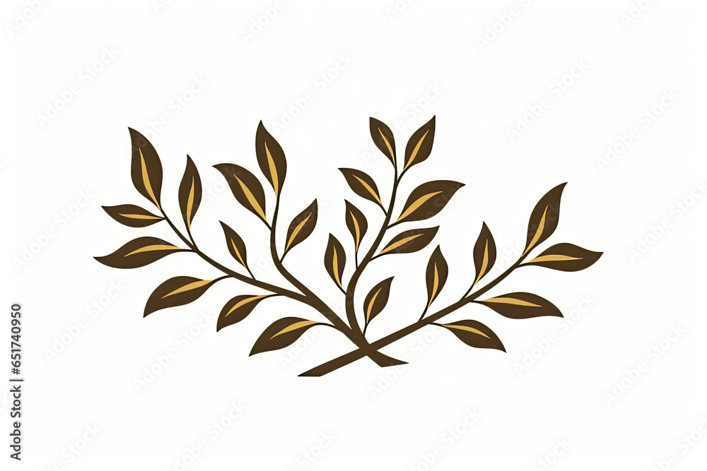 Fototapeta premium simple one branch leaves minimalist boho design vector white background, diffrent angle AI Generated