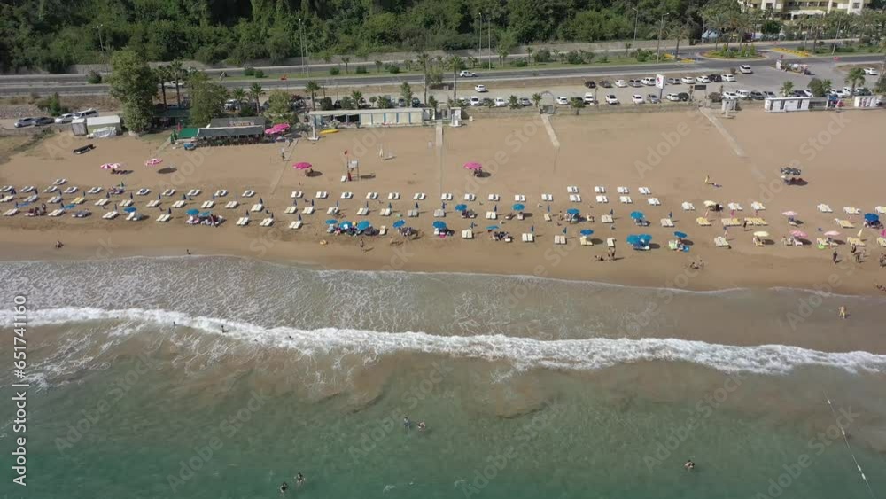 Mediterranean coast from a high angle on the beach in Alanya, Antalya, Turkey Mediterranean coast from a high angle on the beach in Alanya, Antalya, Turkey
