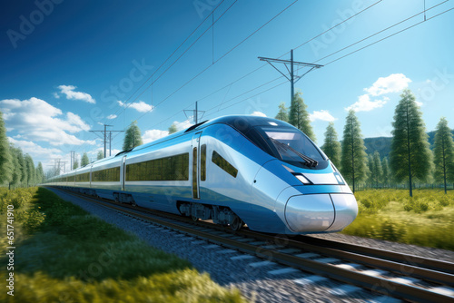 A high-speed electric train, providing an eco-friendly alternative to air travel for commuters. Generative Ai.