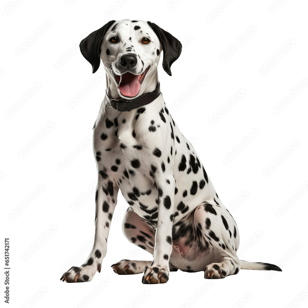 happy playful dalmatian dog isolated on transparent background
