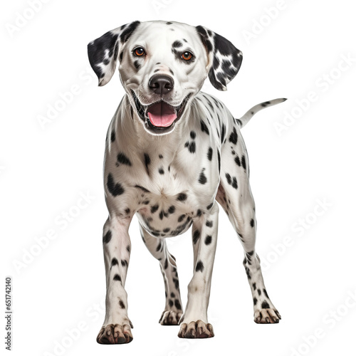 happy playful dalmatian dog isolated on transparent background